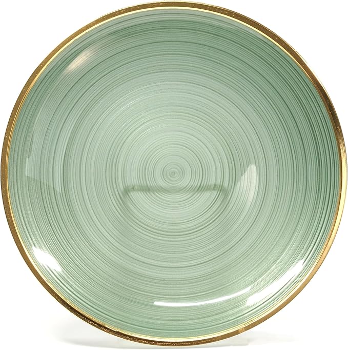 " OCCASIONS " 120 Plates Pack,(60 Guests) Premium Wedding Party Disposable Plastic Plates Set -60 x 10'' Dinner + 60 x 7'' Salad/Dessert (Belize in Green & Gold)