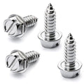 Chrome License Plate Screw Kit - Set of 4 Stainless Steel Fasteners for License Plates, Frames, and Covers on Domestic Cars, Trucks, Vans, SUVs - Rustproof, Self Tapping Mounting Bolts (Chrome Plated)