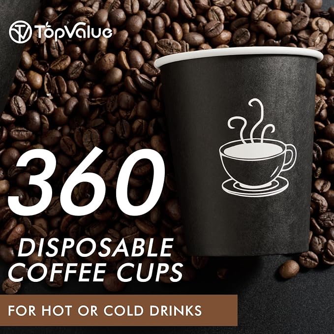 TV TOPVALUE 8 oz Paper Coffee Cups, Drink Dispensers - Image 2