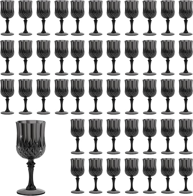 7OZ Plastic Wine Glasses, Reusable Vintage Goblets Unbreakable Drinking Glasses by Unknown
