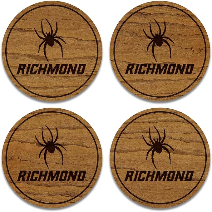 LazerEdge Richmond Spiders Wooden Coaster Set - Cherry Wood - Officially Licensed Product - 4-Pack