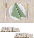 Leetaltree Lightsteel Beige with Yellow Placemats Set of 12 - Heat Resistant Non-Slip Place mats for Dining Table, Washable Durable PVC Vinyl Woven Table Mats (Lightsteel Beige with Yellow, 12)