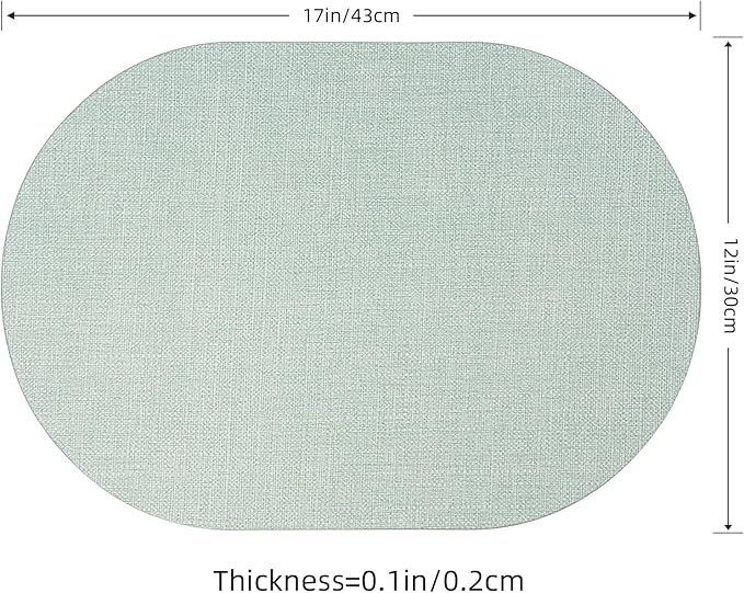 Oval Placemats for Dining Table Set of 4, Washable Leather Table Mats, Waterproof Heat-Resistant Non-Slip Kitchen Placemats, Simple Style Oval Design