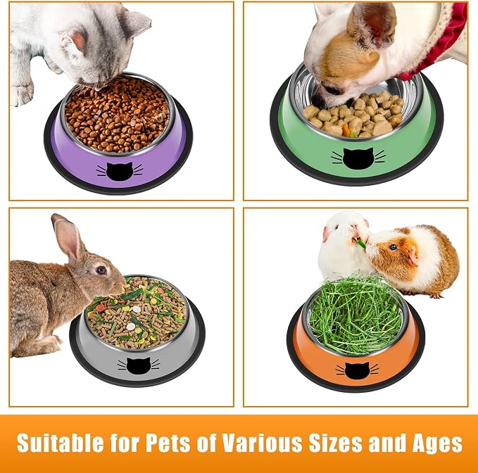Serentive 3 Pcs Non-Slip Stainless Steel Small Cat Food Bowls - Image 5