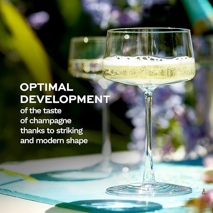 Stölzle Lausitz Champagne Coupes Power Set of 6, 9 1/4 oz – Elegant Crystal Glasses for Champagne, Sparkling Wine & Prosecco – Premium German Crystal Champagne Glasses – Dishwasher- & Shock-Resistant
