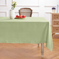 Solino Home Linen Tablecloth 60 x 132 Inch - 100% Pure Linen Chambray Olive Table Cloth for Rectangular Tables - Athena, Machine Washable Cloth Tablecloth for Spring, St Patricks Day