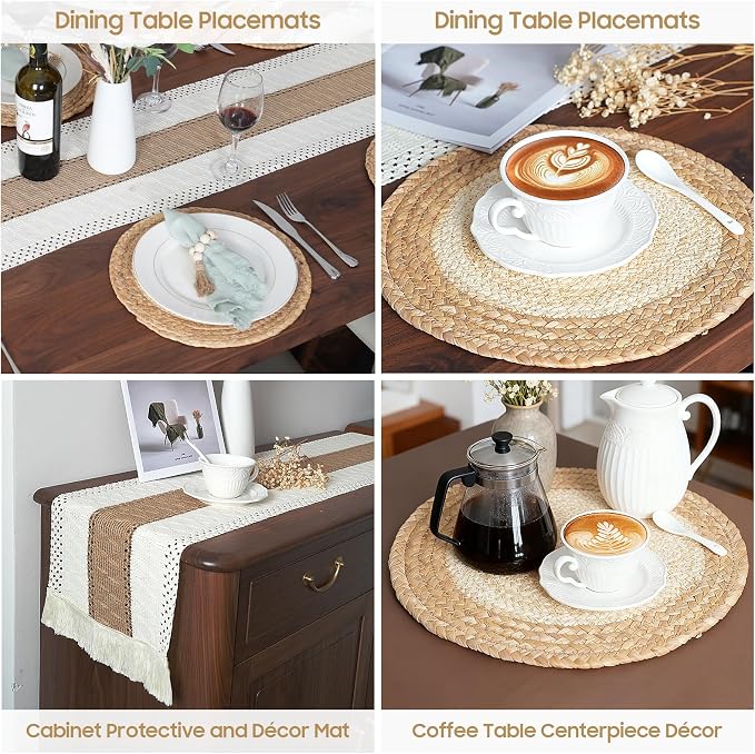 Placemats Set of 4, Natural Round Placemats - Image 4