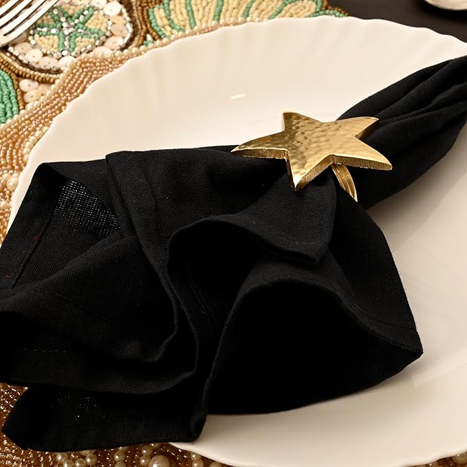 CLEENTABLE 12 Pcs Decorative Metal Napkin Rings Star Napkin Holders for Elegant Table Decor, Parties, Weddings, Holidays, Everyday Dining - Metallic Adornment for Table Settings (Gold)