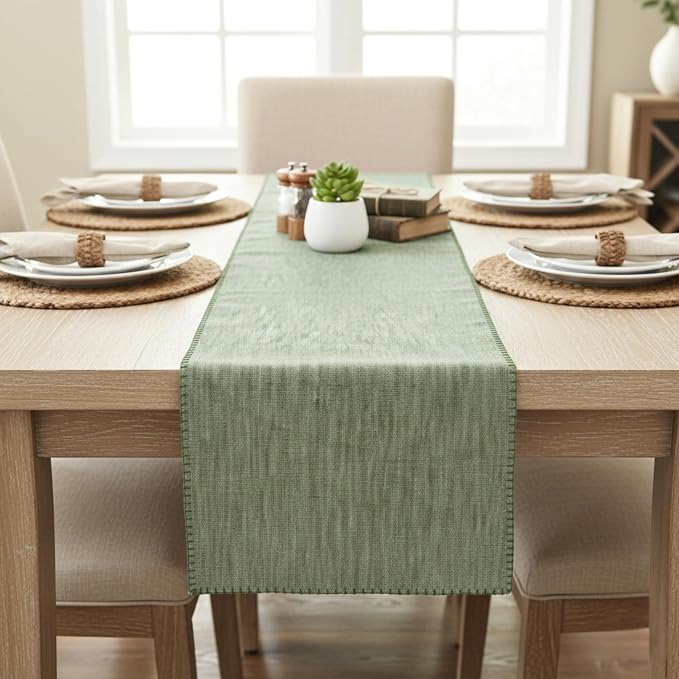 Cotton Table Runner 72 inches Long Decorative Stitched Edge Kitchen Table - Image 6