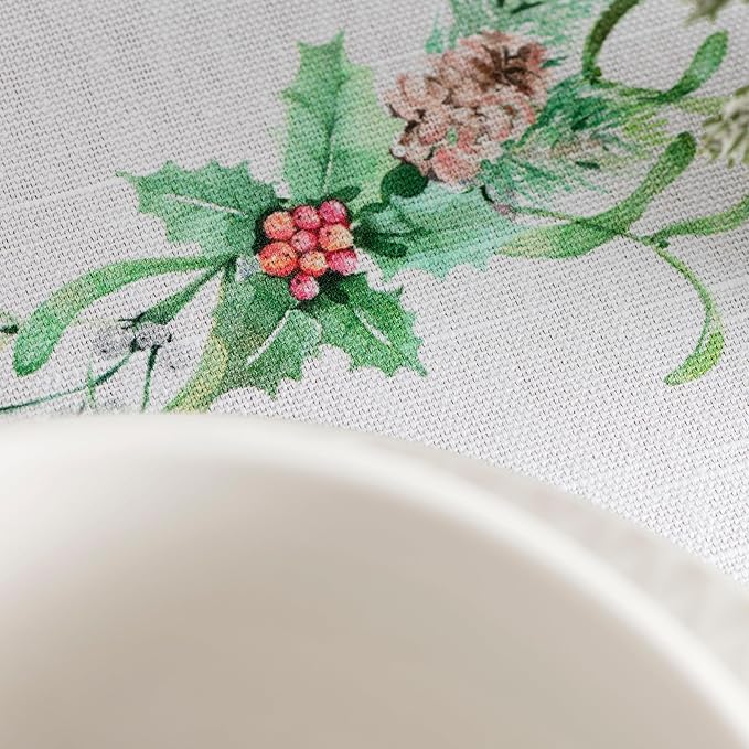 Maison d' Hermine Table Cloth Rectangle Table 100% Cotton 54 x 72 Inches Fall Tablecloth Reusable Everyday Use for Thanksgiving Christmas Decorations Dining Farmhouse Party (Christmas Tradition)