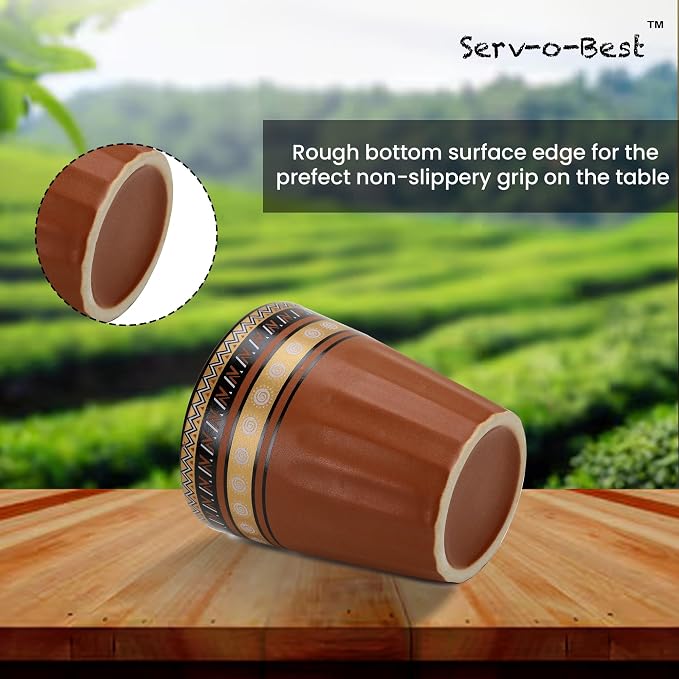 Servo Best Handmade Ceramic Kulhad Tea Cups Set of 6, Glazed Kulhar Cups - Image 5