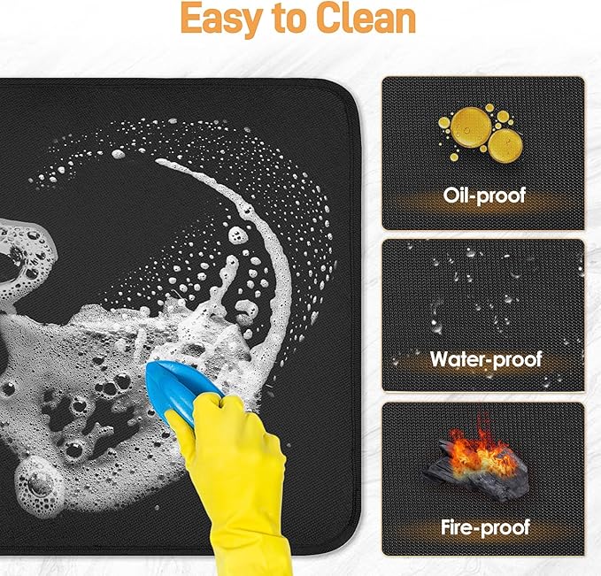 24 x 24in Heat Resistant Grill Mats for Outdoor Tabletop Grill to Protect Your Prep Grill Table, Heat Resistant Mats for Countertop, Fire Proof & Water Proof & Oil Proof BBQ Mat - Black-0.5mm