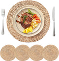 13.8'' Round Woven Placemats Set of 4, Boho Wicker Chargers, Terrekraft | by TerrekraftMakeLuxuryTraysAffordable