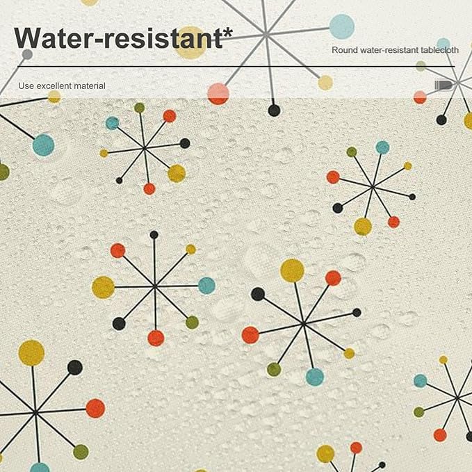 Medieval Round Tablecloth, Boho Mid Century Abstract Modern Retro Colors Pattern Tablecloth for Home Party Dining Room Kitchen Decor 70Inch(178cm)