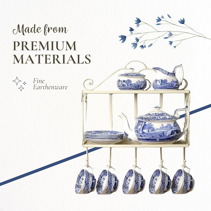 Spode Blue Italian 6.5" Bread & Butter Plate, Set of 4 - Classic Oriental-Inspired Porcelain Side Plates, Blue Ceramic Oriental Tableware for Appetizers, Desserts, Snacks - Made in England