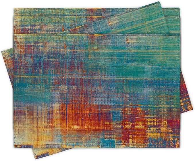 Vintage Colorful Wood Texture Placemats Set of 4 | Retro Farmhouse Abstract by Croar