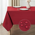 Rectangle Tablecloth Waterproof 60x120 inch Linen Textured Table Cloth Stain and Wrinkle Resistant Washable, Decorative Fabric Table Cover for Dining, Party and Camping, Red