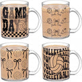 Tioncy 4 Pcs Bow Volleyball Coffee Mugs 12 oz Cute Bowknot Glass Cups by Tioncy