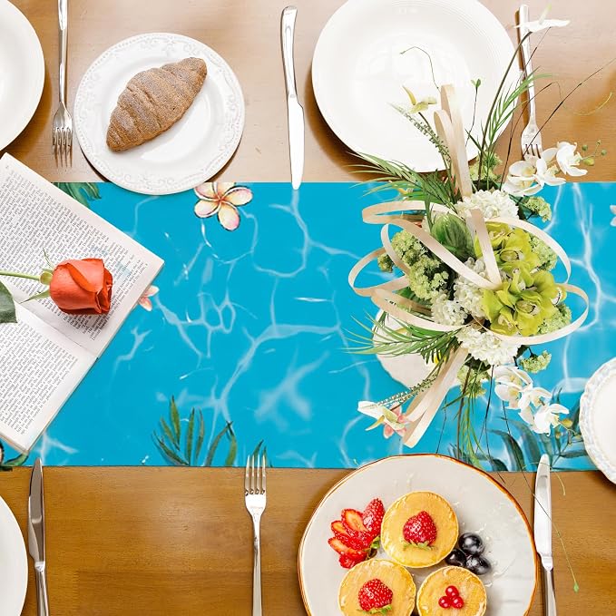 Summer Tropical Floral Table Runner Spring Fun Float Party Burlap Table Runners - Image 8