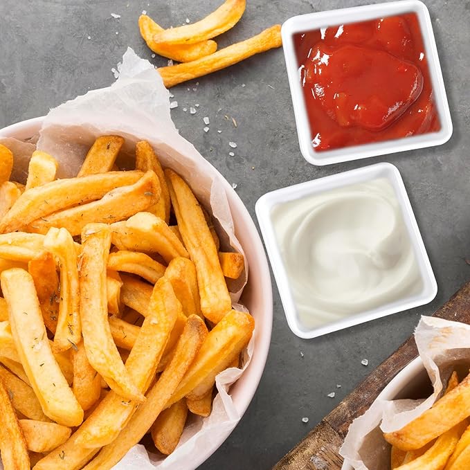 50Pcs Melamine Dipping Sauce Bowls Bulk, 3oz White Dipping Sauce Cups Bowls, Soy Sauce Serving Dish for Tomato Sauce Condiment Kitchen Restaurant Catering Camping BBQ Party