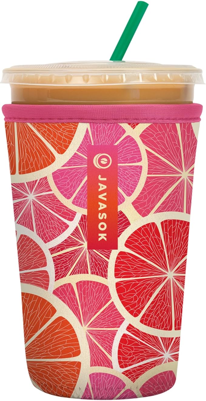 Sok It JavaSok Iced Coffee & Cold Soda Insulated Neoprene Cup Sleeve (Sunshine Slices, Medium: 22-28oz)