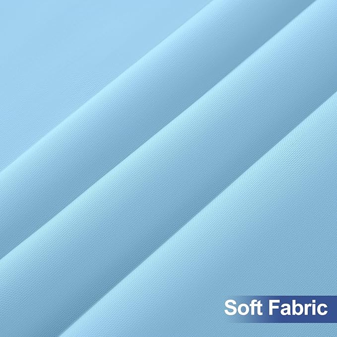 homing 2 Pack Rectangle Table Cloth, Elastic Fitted Fabric Tablecloth Fits for 8 Foot Folding Tables, Washable Table Cover for Picnic, Camping, Indoor & Outdoor (Light Blue, 30" x 96")