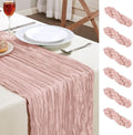 AGIRL 6 Pack Dusty Pink Cheesecloth Table Runner 10FT Boho Gauze Home Decor | by AGIRL