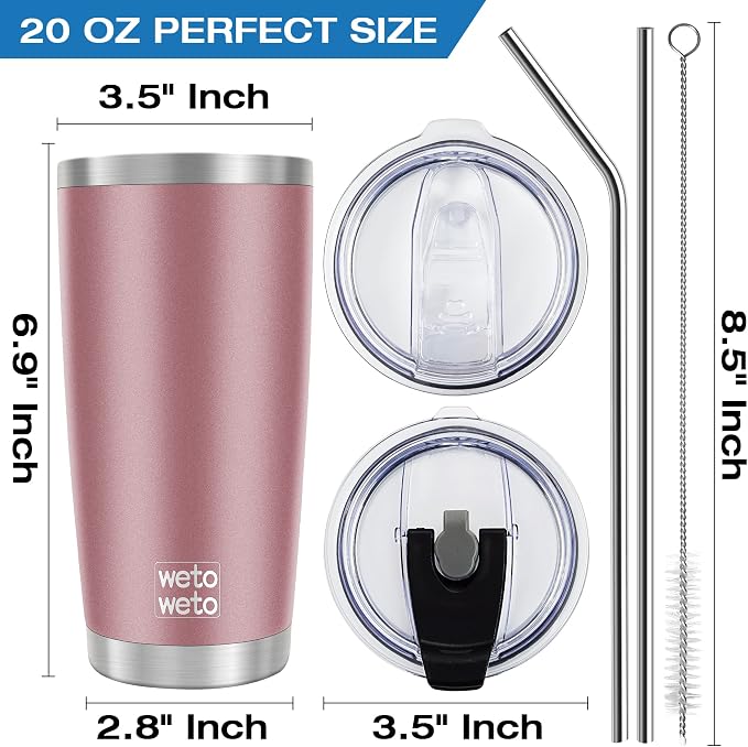 WETOWETO 20oz Insulated Stainless Steel Coffee Mug, Double Wall Vacuum Travel - Image 3