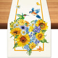 Summer Sunflowers Daisies Table Runner Birds Burlap Table Runners, Vibrant by BEAUTYROMANCEFORYOURLIFE