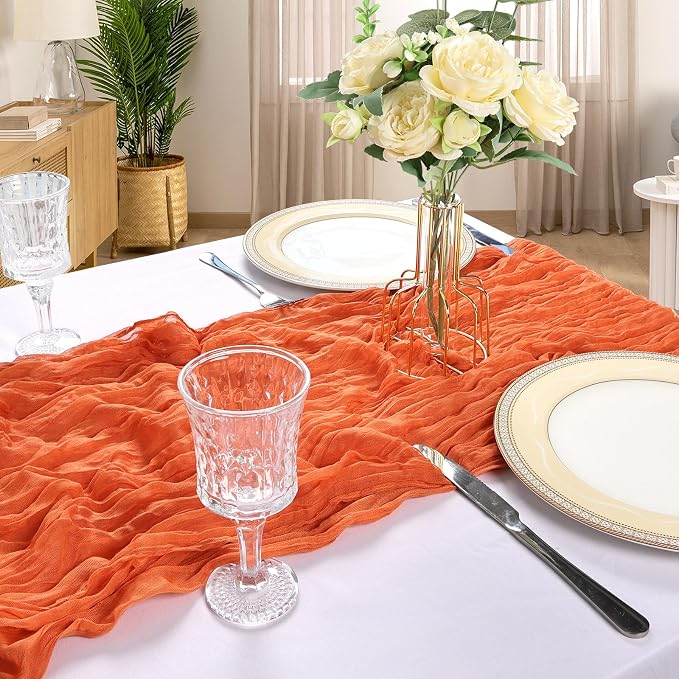 12 Pack 10Ft Orange Cheesecloth Table Runner 23 x 120 Inch | Gauze Rustic Boho - Image 6