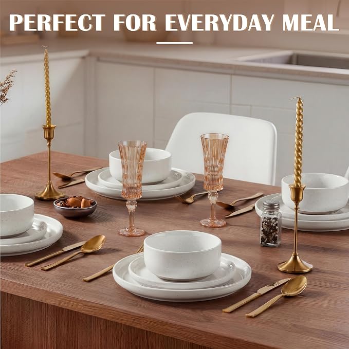 E-far Cereal Bowls Set of 4, 27oz Ceramic Deep Soup Bowls - Image 5