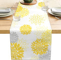 Dahlia Flower Table Runner 13x71 Inch Farmhouse Yellow Gray Runners Modern by LXXTK