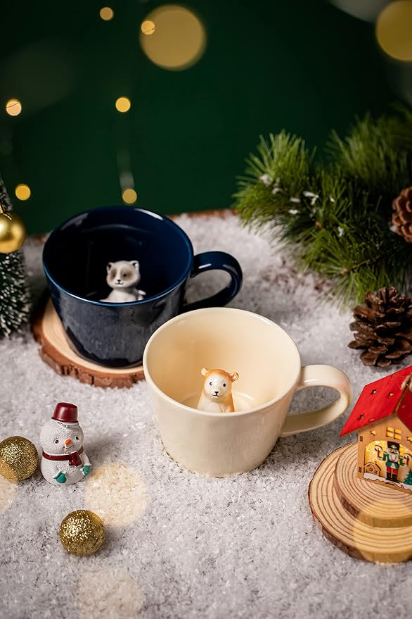 DIHOclub Bear Ceramic Cup Hidden 3D Animal Inside Mug, Cute Cartoon Handmade - Image 4