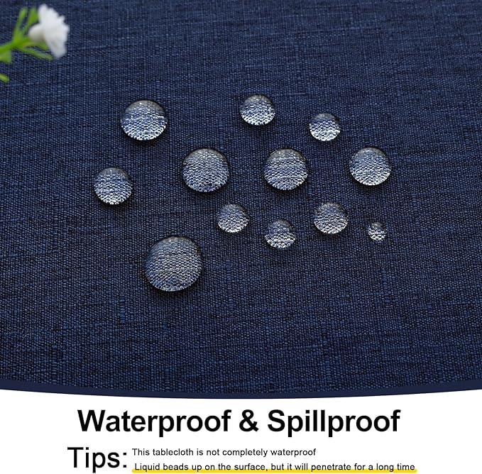 Smiry Rectangle Table Cloth Linen Textured, Waterproof Spillproof Anti-Wrinkle Burlap Tablecloth, Washable Decorative Fabric Table Cover for Dining, Party, Banquet, 60 x 102 Inch, Navy