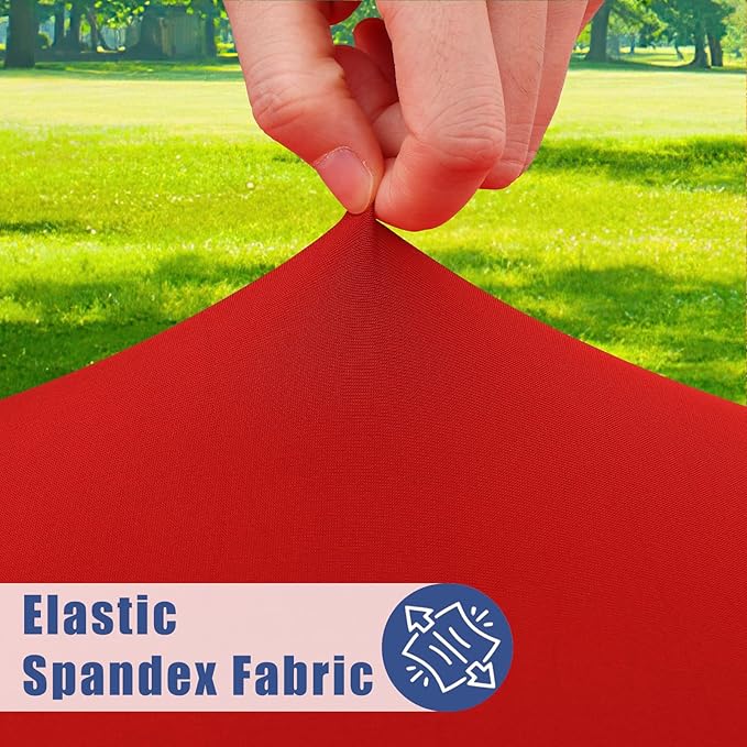 Spandex 4 Foot Rectangle Christmas Table Cloth 2 Pack, Elastic Fitted Tablecloths for Picnic, Stretch Washable Patio Table Cover for Outdoor, Camping, Banquet and Parties (Red, 30"x48")