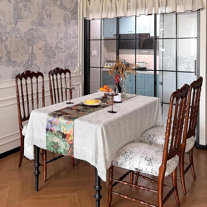 Green Table Runner 12 x 60 Inch, Waterproof Seasonal Print Floral Table Runners - Image 7