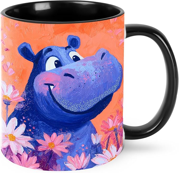 Yrebyou Hippo Coffee Mug 11oz Ceramic Cup by Yrebyou