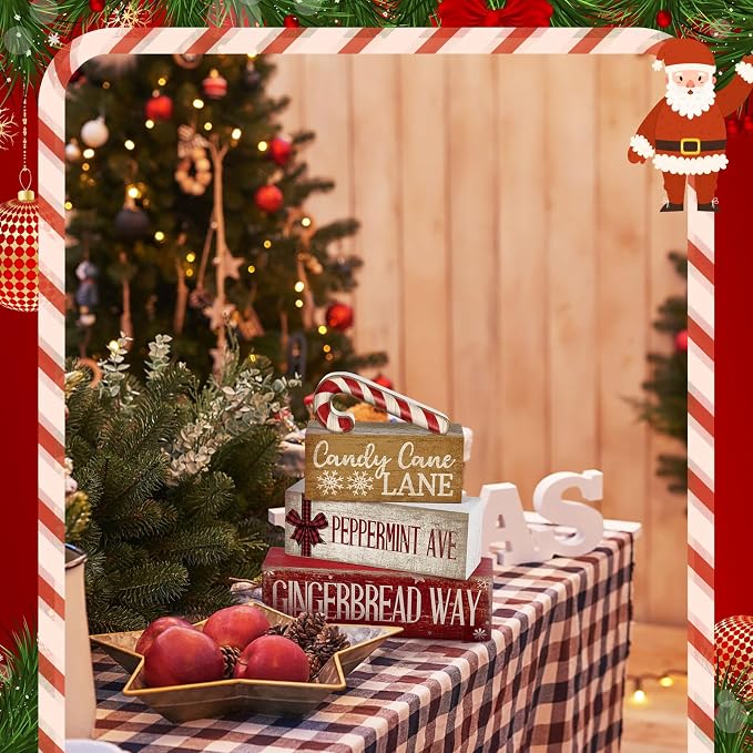 Moucuny 4 Pcs Christmas Table Decor Wooden Candy Cane Decoration Christmas - Image 8
