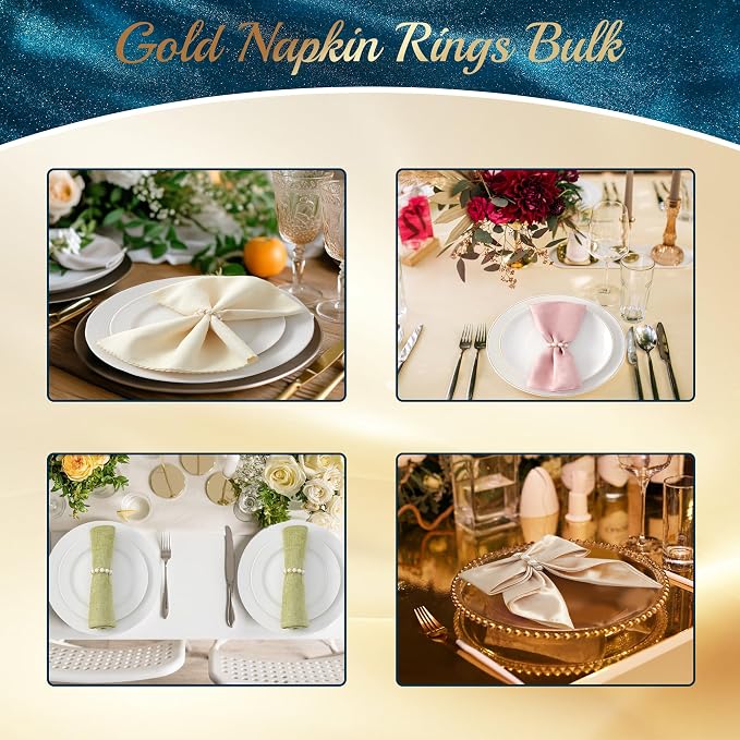 APTWOW 24Pcs Pearl Gold Napkin Rings - Image 7