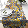 YCness Mandala Floral Table Runner, Retro Colorful Hippie Flowers Boho Table by YCness