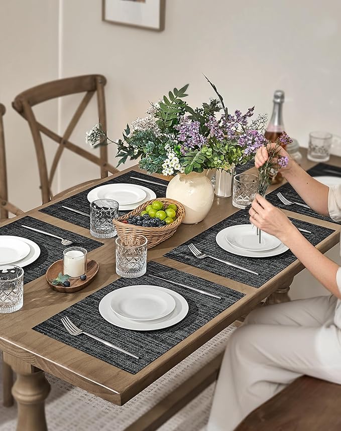 Leetaltree Black and Grey Woven Placemats Set of 4 - Image 3