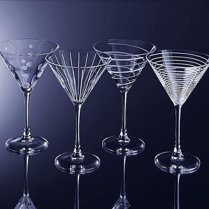Mikasa Cheers 10-Ounce Martini Glasses, Fun Etched Designs, Durable Clear Glass - Image 6
