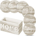 Queekay Coasters Set of 6 House Warming Gifts New Home Wooden Farmhouse Drink by Queekay