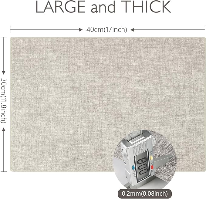Faux Leather Placemats Set of 4 Washable PU Table mats for Kitchen Table - Heat Resistant, Waterproof, Easy Clean, Anti Slip 11.8" x 17" (Beige-4 Pack)