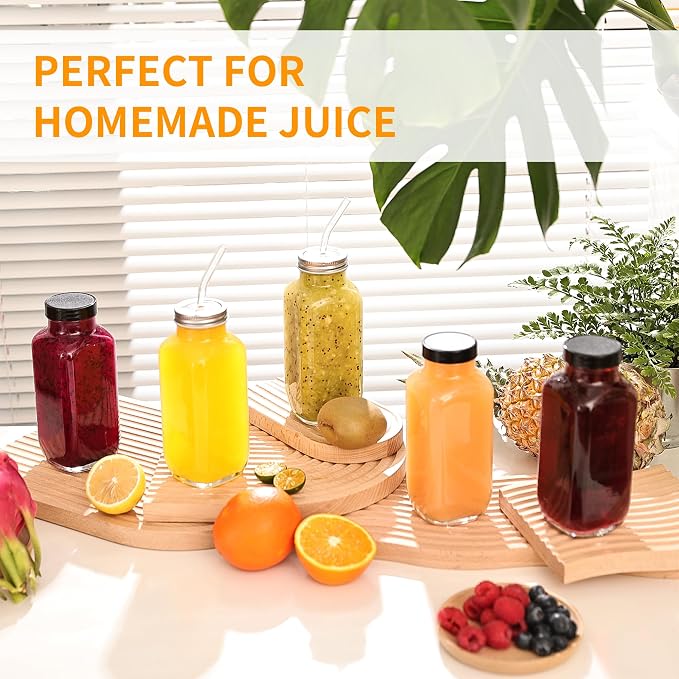 Glxgow 8 Pack 16 OZ Glass Juice Bottles - Image 6