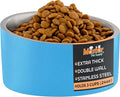 Master Pet Supply Stainless Steel Slanted Dog Cat Food Bowl - 24 oz Heavy Duty - True Blue, Double Wall Insulated, Non-Slip Elevated Bowl for French Bulldogs Pugs Cats, Anti Rust Dishwasher Safe