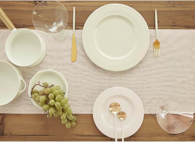 Solino Home Linen Table Runner 72 Inches Long - Athena, 100% Pure Linen Light Natural Table Runner 14 x 72 Inch for Dining, Spring, Easter