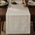 100% Pure French Linen Table Runner 120 Inches Long, Natural Hemstitch by KINGSTONE