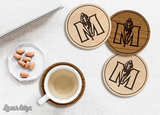 LazerEdge Murray State Racers Wooden Coaster Set - Maple Wood - Officially Licensed Product - 4-Pack