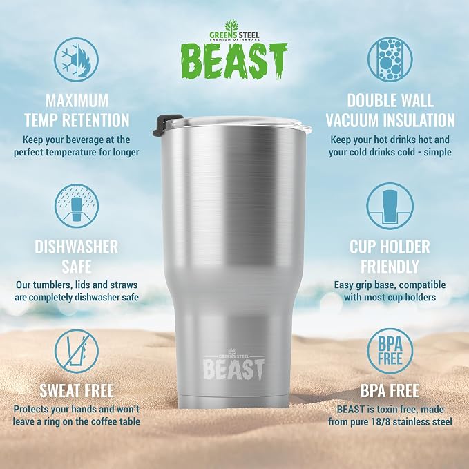 Beast 30 oz Tumbler Stainless Steel Vacuum Insulated Coffee Ice Cup Double Wall - Image 6